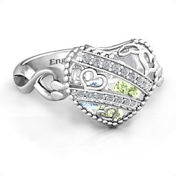 Caged Hearts Ring with 2-6 Stones