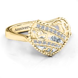 Caged Hearts Ring with 2-6 Stones