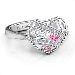 Caged Hearts Ring with 2-6 Stones