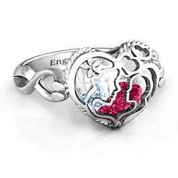 Caged Hearts Ring with 2-6 Stones