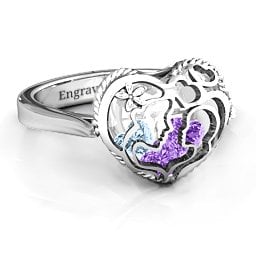 Caged Hearts Ring with 2-6 Stones