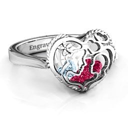Caged Hearts Ring with 2-6 Stones
