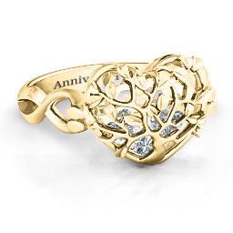 Caged Hearts Ring with 2-6 Stones