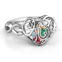 Caged Hearts Ring with 2-6 Stones