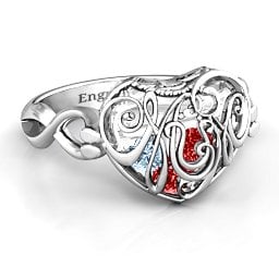 Caged Hearts Ring with 2-6 Stones