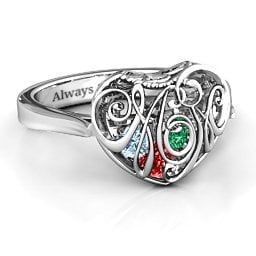 Caged Hearts Ring with 2-6 Stones