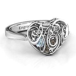 Caged Hearts Ring with 2-6 Stones