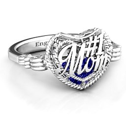 Caged Hearts Ring with 2-6 Stones in 925 Sterling Silver with Blue Sapphire, Citrine, Smokey Quartz, and Pink Tourmaline