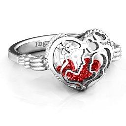 Caged Hearts Ring with 2-6 Stones in 925 Sterling Silver with Garnet, Citrine, Smokey Quartz, and Pink Tourmaline