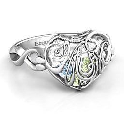 Caged Hearts Ring with 2-6 Stones