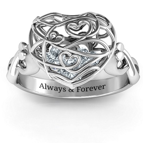 Encased in Love Caged Hearts Ring with Infinity Band