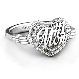 Caged Hearts Ring with 2-6 Stones in 925 Sterling Silver with Smokey Quartz, Citrine, and Pink Tourmaline