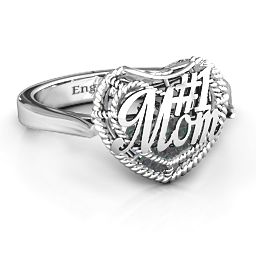 Caged Hearts Ring with 2-6 Stones in 925 Sterling Silver with Alexandrite, Citrine, Smokey Quartz, and Pink Tourmaline