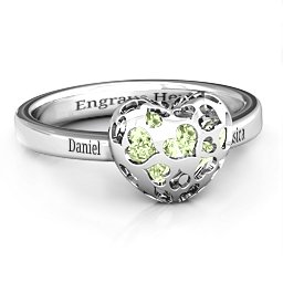 Petite Caged Hearts Ring with 1-3 Stones