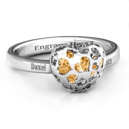 Petite Caged Hearts Ring with 1-3 Stones