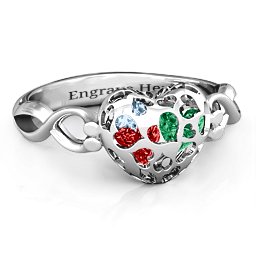 Petite Caged Hearts Ring with 1-3 Stones