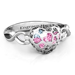 Petite Caged Hearts Ring with 1-3 Stones