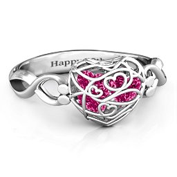 Petite Caged Hearts Ring with 1-3 Stones
