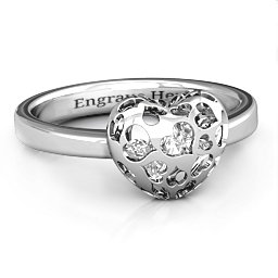Petite Caged Hearts Ring with 1-3 Stones