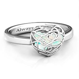 Petite Caged Hearts Ring with 1-3 Stones
