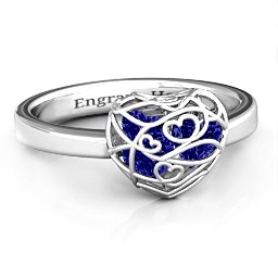 Petite Caged Hearts Ring with 1-3 Stones