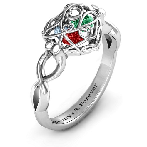 Encased in Love Petite Caged Hearts Ring with Infinity Band