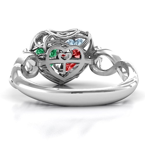 Encased in Love Petite Caged Hearts Ring with Infinity Band