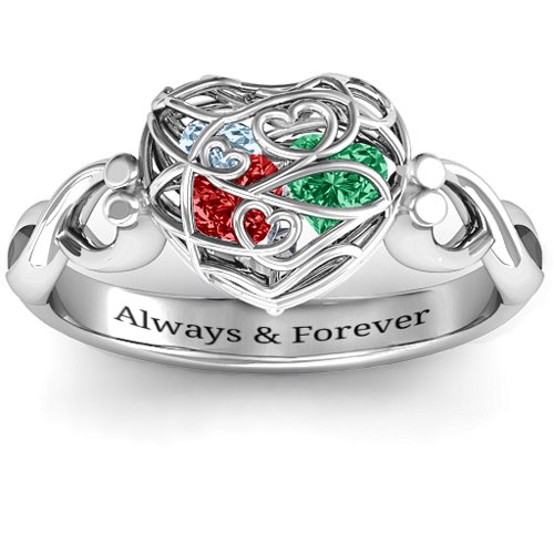 Encased in Love Petite Caged Hearts Ring with Infinity Band