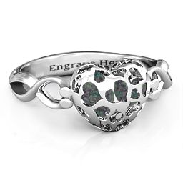 Petite Caged Hearts Ring with 1-3 Stones in 925 Sterling Silver with Alexandrite, Citrine, Smokey Quartz, and Pink Tourmaline
