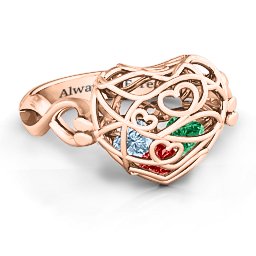 Caged Hearts Ring with 2-6 Stones