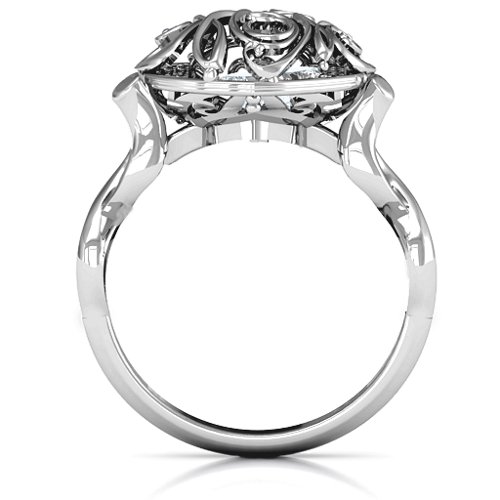 Cursive Mom Caged Hearts Ring with Infinity Band