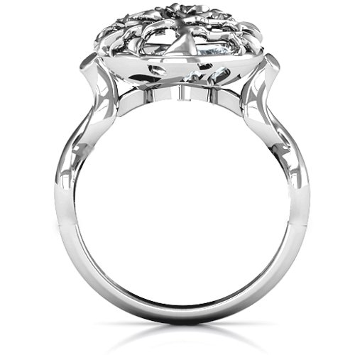 Family Tree Caged Hearts Ring with Infinity Band
