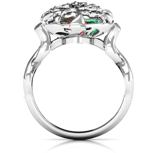 Family Tree Caged Hearts Ring with Infinity Band