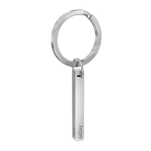 Engravable 3D Bar Keychain – Stainless Steel