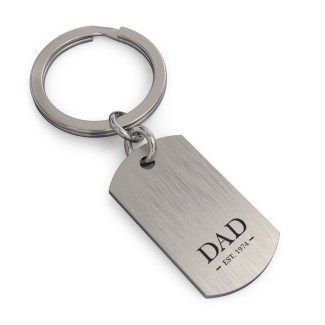 Engravable DAD Dog Tag Keychain with Year