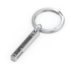Engravable SUPERDAD 3D Bar Keychain – Stainless Steel