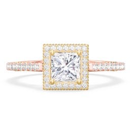 Classic Diamond Engagement Ring with Pave Accented Halo and Initial Setting - "The Brigitte"