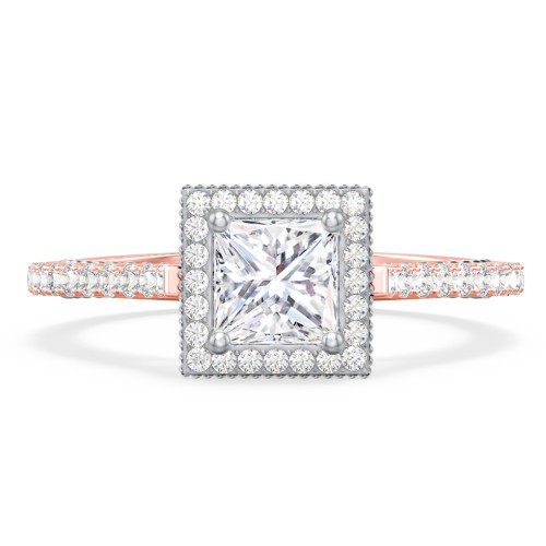 Classic Diamond Engagement Ring with Pave Accented Halo and Initial Setting - "The Brigitte"