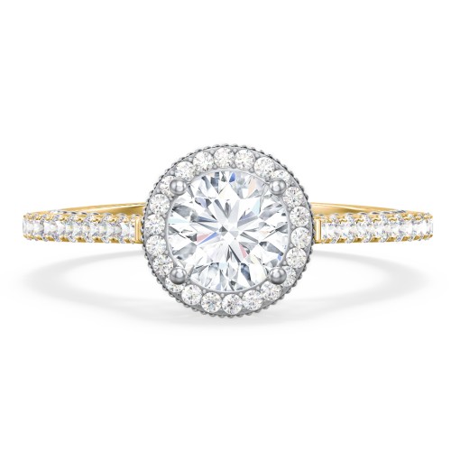 Classic Diamond Engagement Ring with Pave Accented Halo and Initial Setting - "The Brigitte"