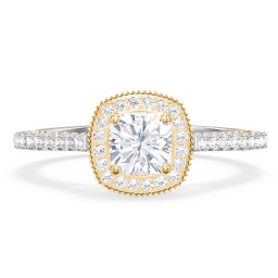 Classic Diamond Engagement Ring with Pave Accented Halo and Initial Setting - "The Brigitte"