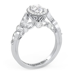 Vintage Diamond Engagement Ring with Accents and Halo Setting - "The Audrey"