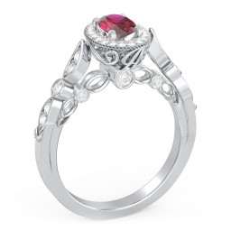 Vintage Diamond Engagement Ring with Accents and Halo Setting - "The Audrey"