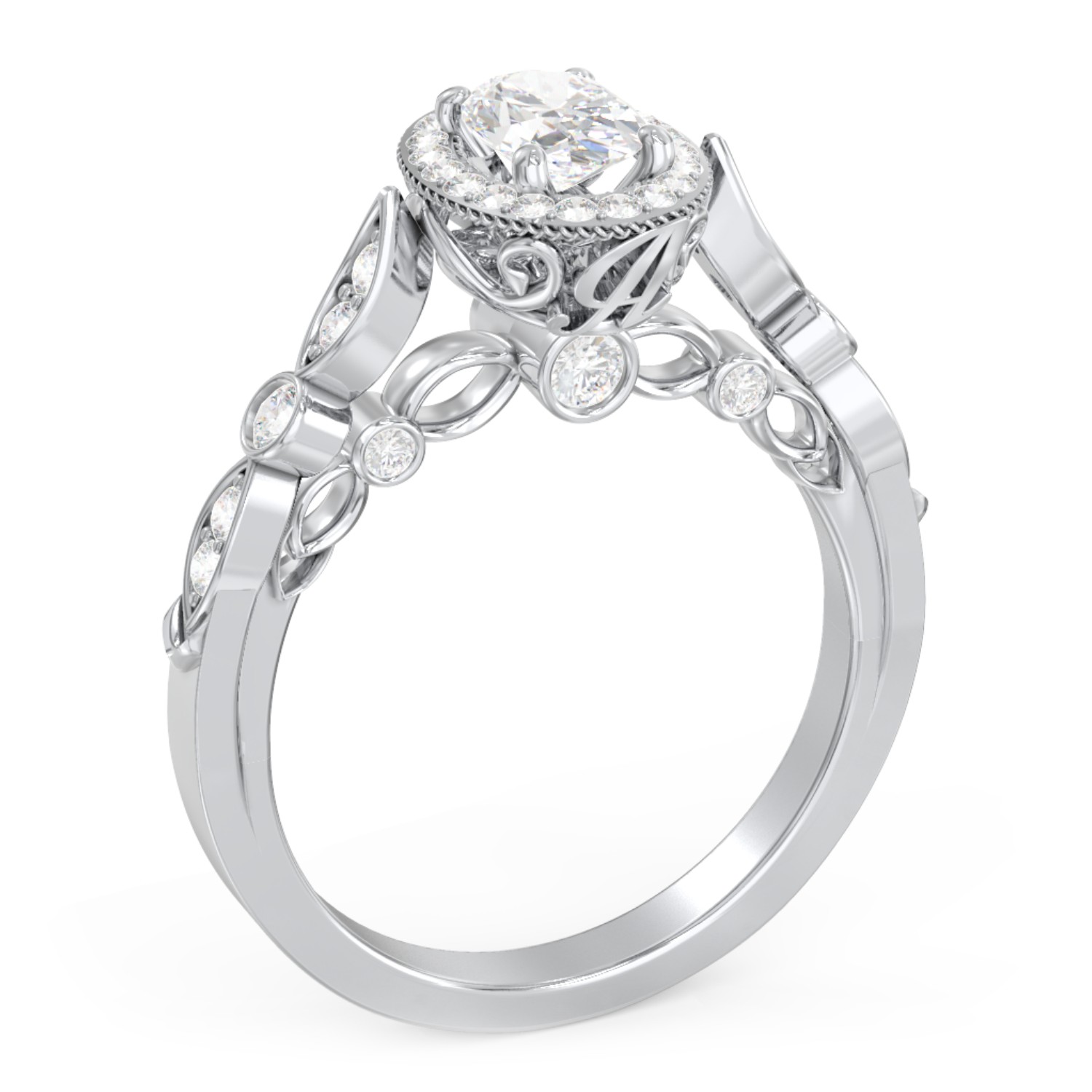 Personalized Vintage Diamond Engagement Ring with Accents and Halo Setting - "The Audrey"