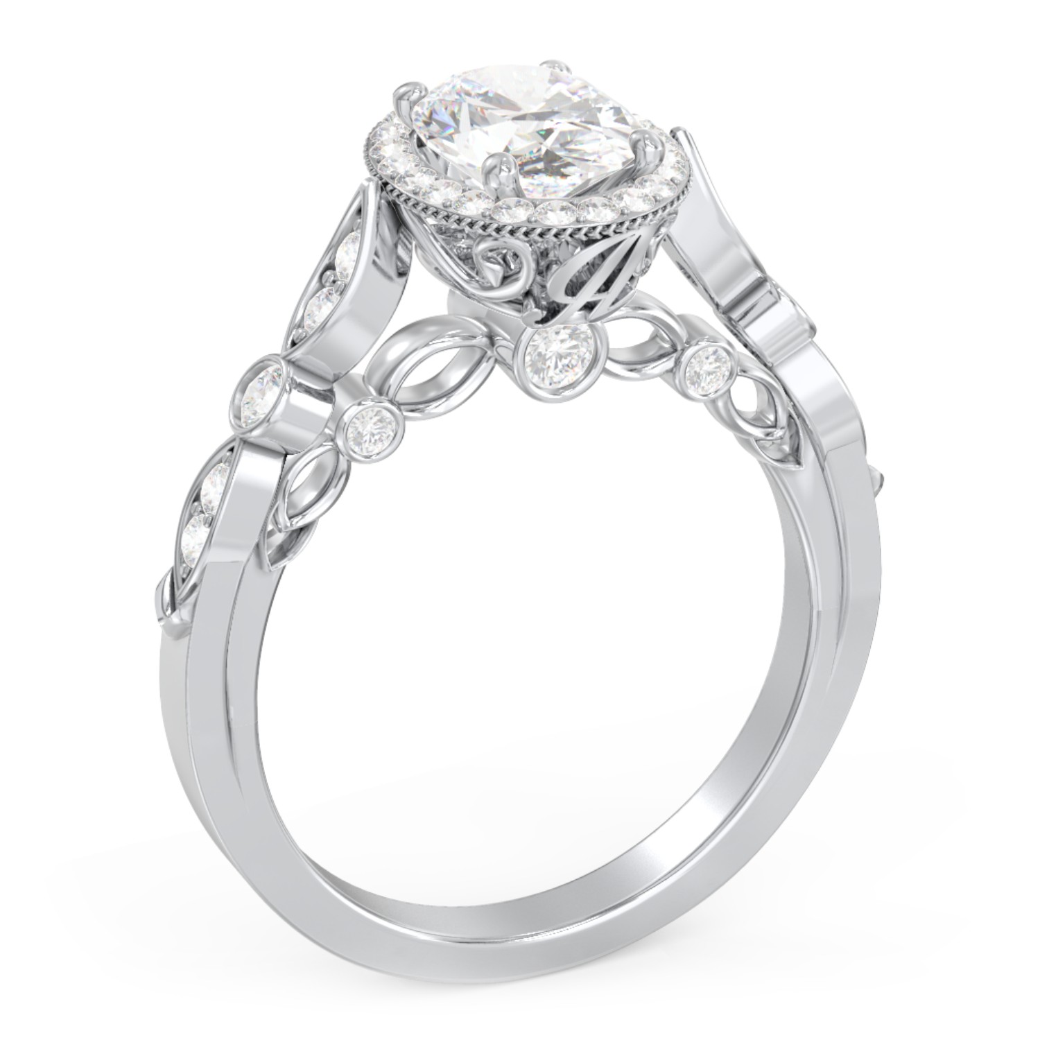 Personalized Vintage Diamond Engagement Ring with Accents and Halo Setting - "The Audrey"