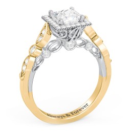 Vintage Diamond Engagement Ring with Accents and Halo Setting - "The Audrey"