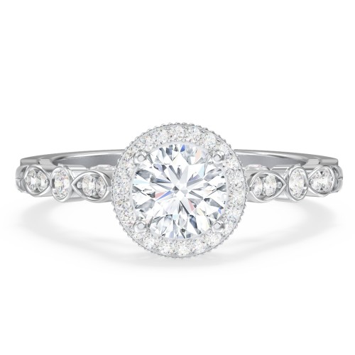 Vintage Diamond Engagement Ring with Accents and Halo Setting - "The Audrey"