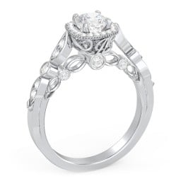 Vintage Diamond Engagement Ring with Accents and Halo Setting - "The Audrey"