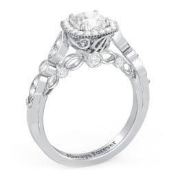 Vintage Diamond Engagement Ring with Accents and Halo Setting - "The Audrey"