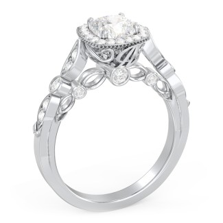 Vintage Diamond Engagement Ring with Accents and Halo Setting - "The Audrey"