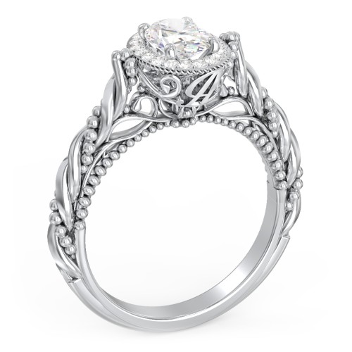 Vintage Diamond Engagement Ring with Accents and Halo Setting - "The Rita"
